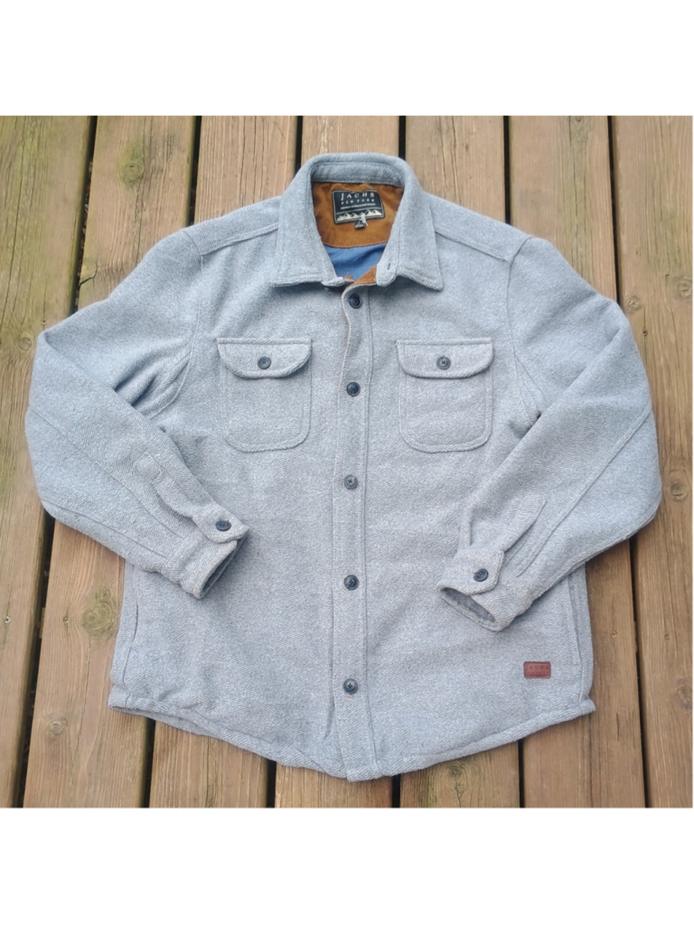 Jachs New York Gray Wool Blend Lined Button Down Shacket Jacket Size L